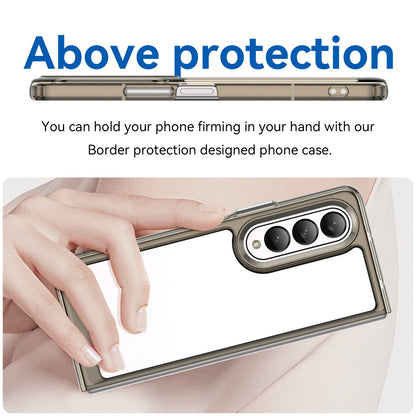 Clear Phone Case for Samsung Galaxy Z Fold4 5G, TPU Frame Acrylic Back Cover Brushed Anti-fingerprint Protector with Independent Buttons