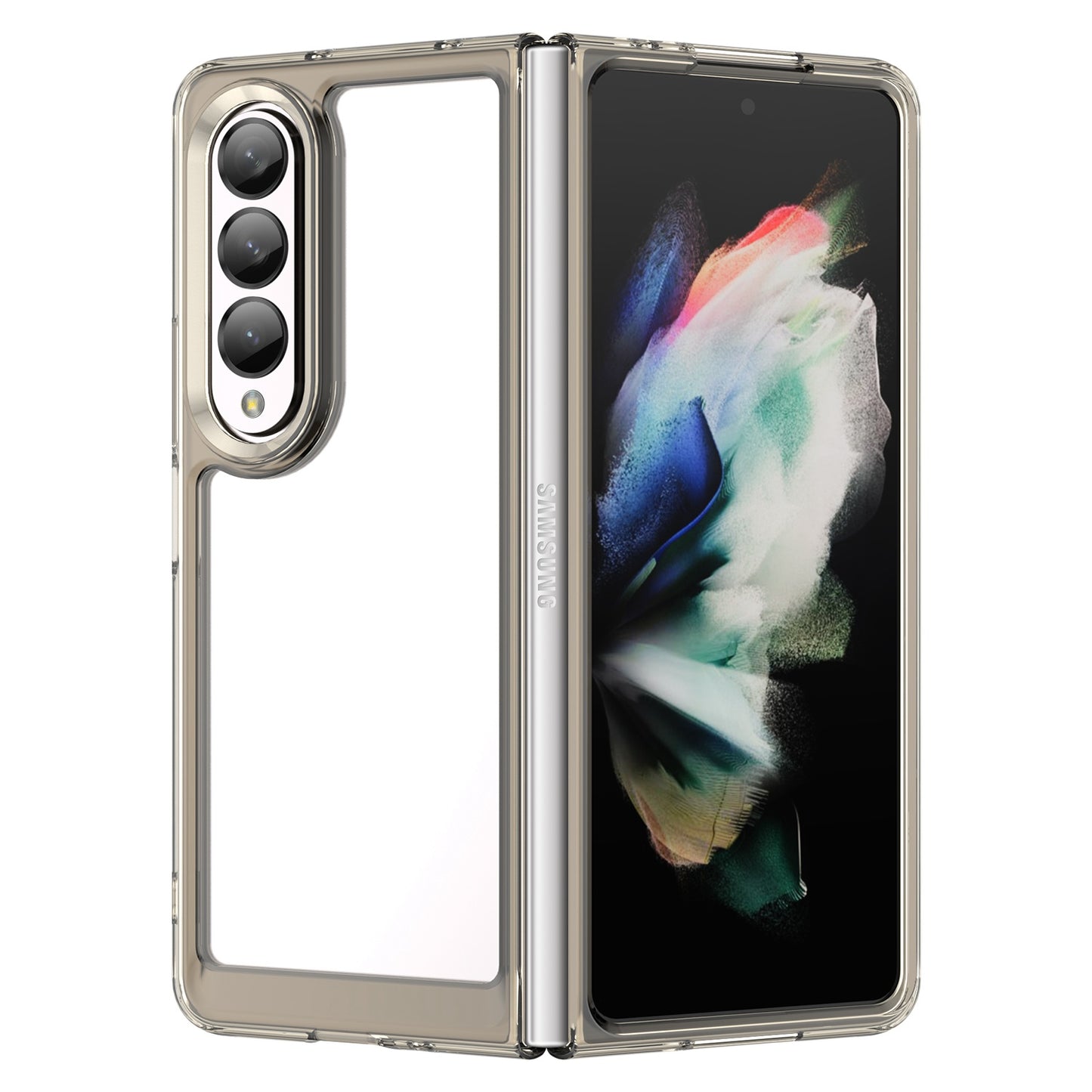 Clear Phone Case for Samsung Galaxy Z Fold4 5G, TPU Frame Acrylic Back Cover Brushed Anti-fingerprint Protector with Independent Buttons