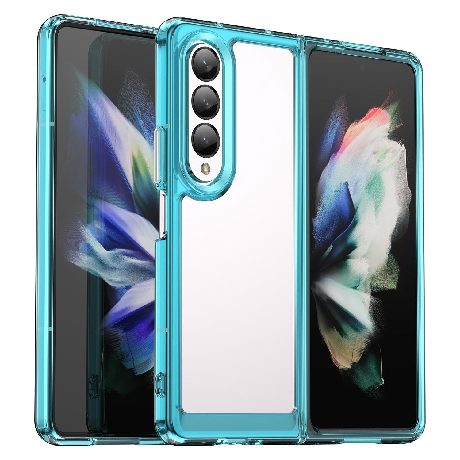 Clear Phone Case for Samsung Galaxy Z Fold4 5G, TPU Frame Acrylic Back Cover Brushed Anti-fingerprint Protector with Independent Buttons