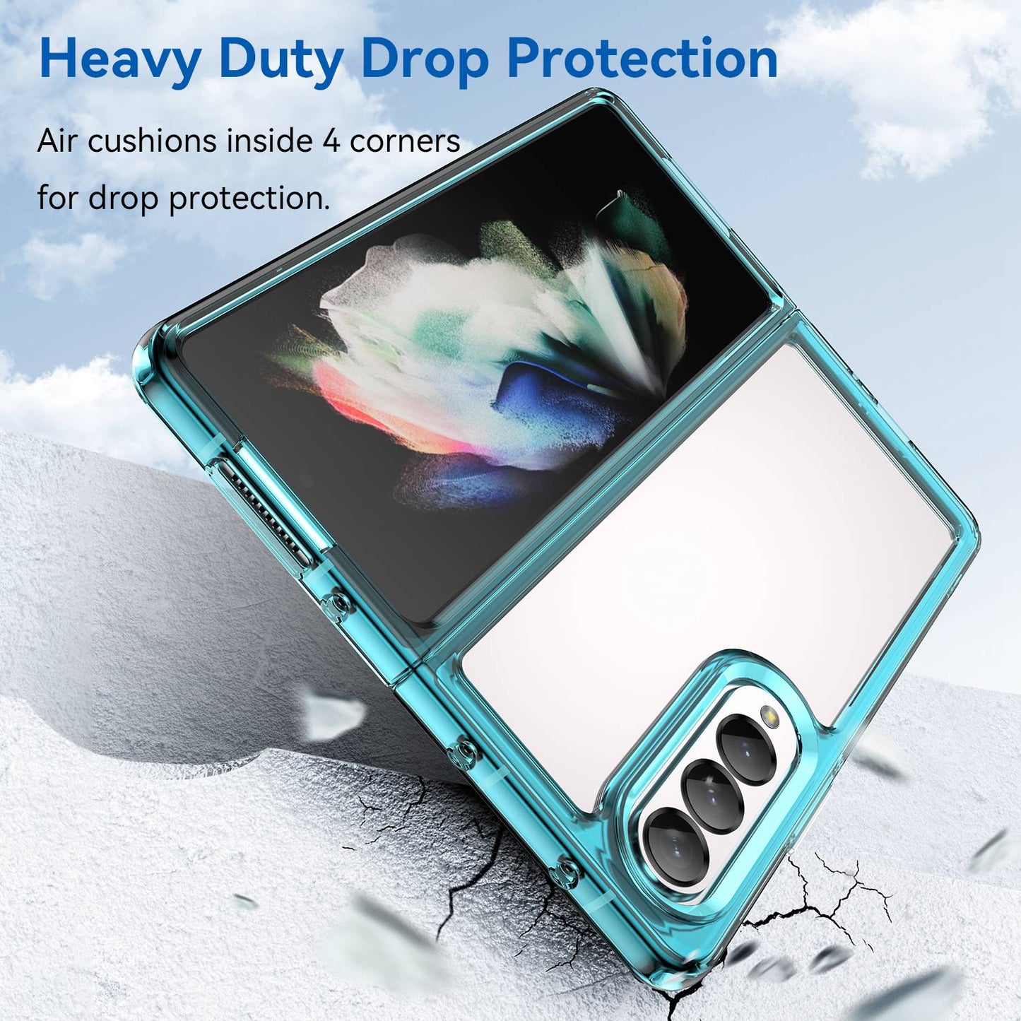 Clear Phone Case for Samsung Galaxy Z Fold4 5G, TPU Frame Acrylic Back Cover Brushed Anti-fingerprint Protector with Independent Buttons