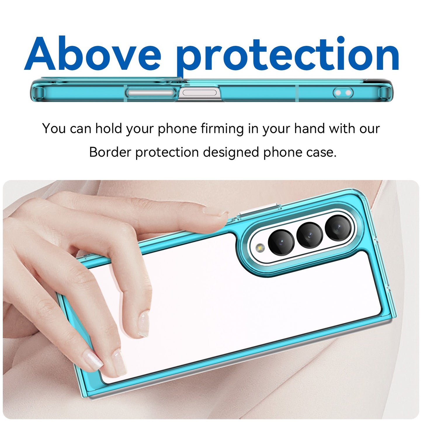 Clear Phone Case for Samsung Galaxy Z Fold4 5G, TPU Frame Acrylic Back Cover Brushed Anti-fingerprint Protector with Independent Buttons