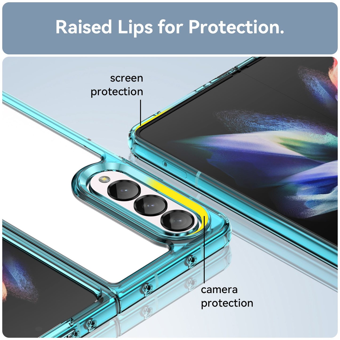 Clear Phone Case for Samsung Galaxy Z Fold4 5G, TPU Frame Acrylic Back Cover Brushed Anti-fingerprint Protector with Independent Buttons