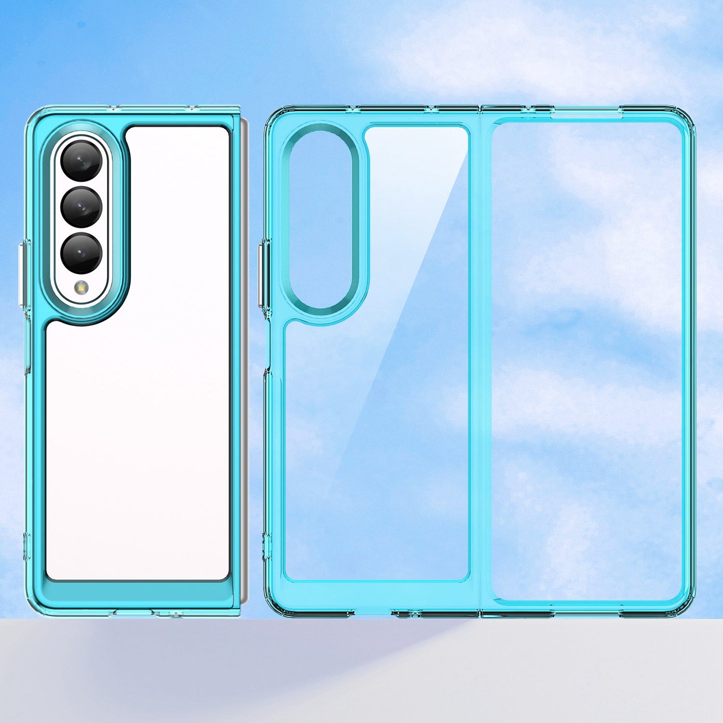 Clear Phone Case for Samsung Galaxy Z Fold4 5G, TPU Frame Acrylic Back Cover Brushed Anti-fingerprint Protector with Independent Buttons