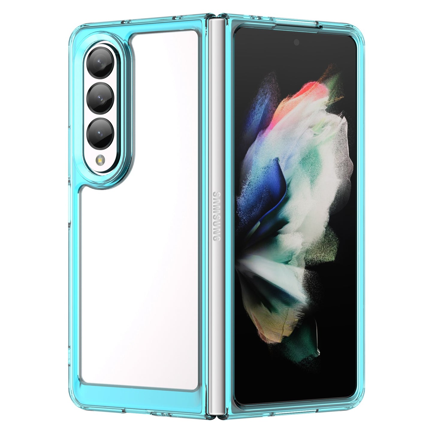 Clear Phone Case for Samsung Galaxy Z Fold4 5G, TPU Frame Acrylic Back Cover Brushed Anti-fingerprint Protector with Independent Buttons