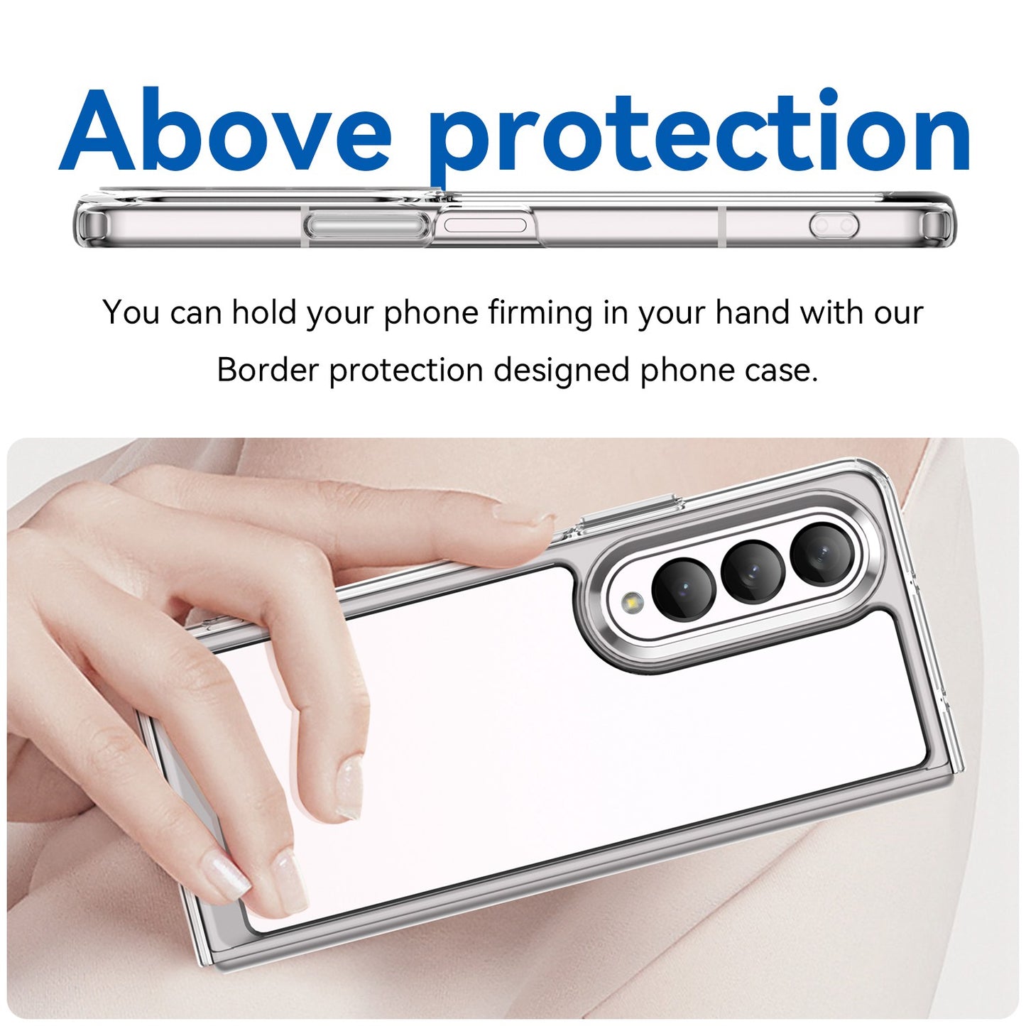Clear Phone Case for Samsung Galaxy Z Fold4 5G, TPU Frame Acrylic Back Cover Brushed Anti-fingerprint Protector with Independent Buttons