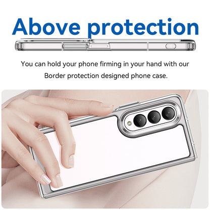 Clear Phone Case for Samsung Galaxy Z Fold4 5G, TPU Frame Acrylic Back Cover Brushed Anti-fingerprint Protector with Independent Buttons