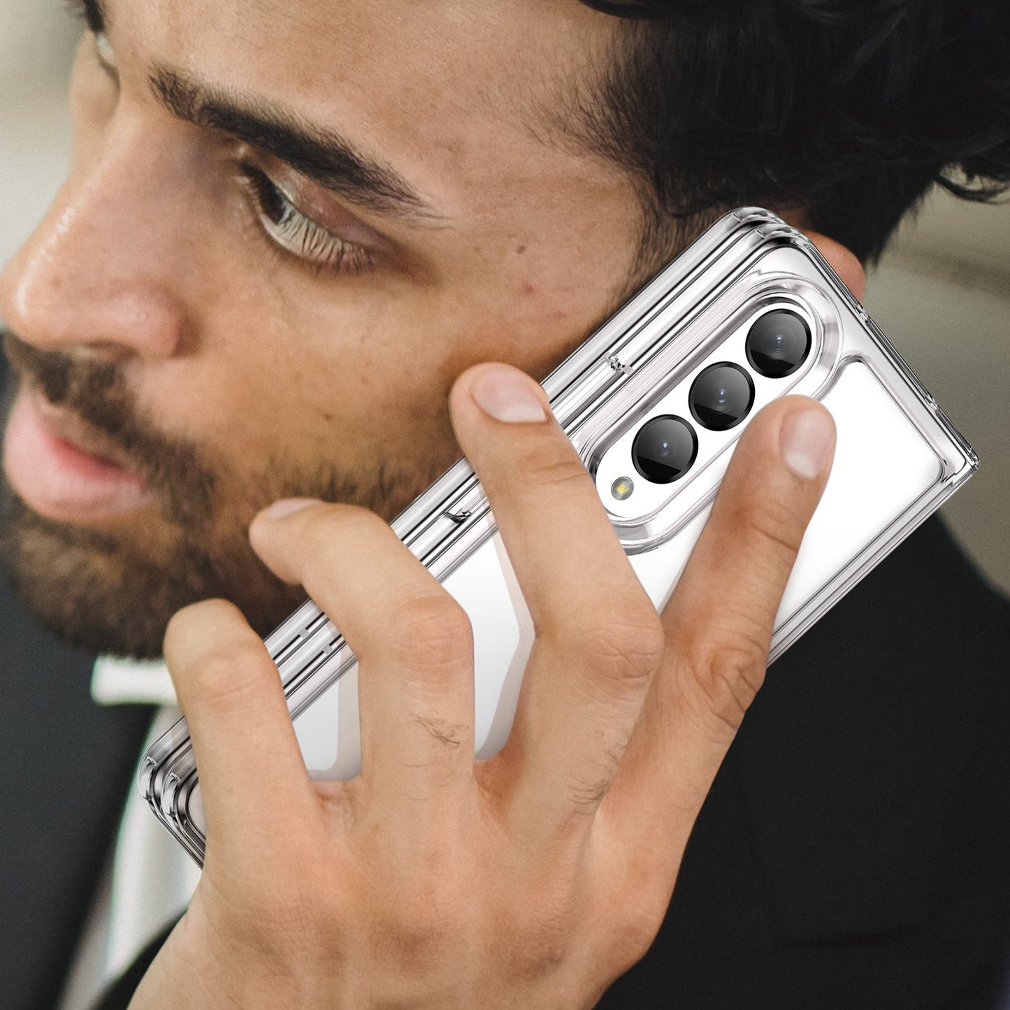 Clear Phone Case for Samsung Galaxy Z Fold4 5G, TPU Frame Acrylic Back Cover Brushed Anti-fingerprint Protector with Independent Buttons