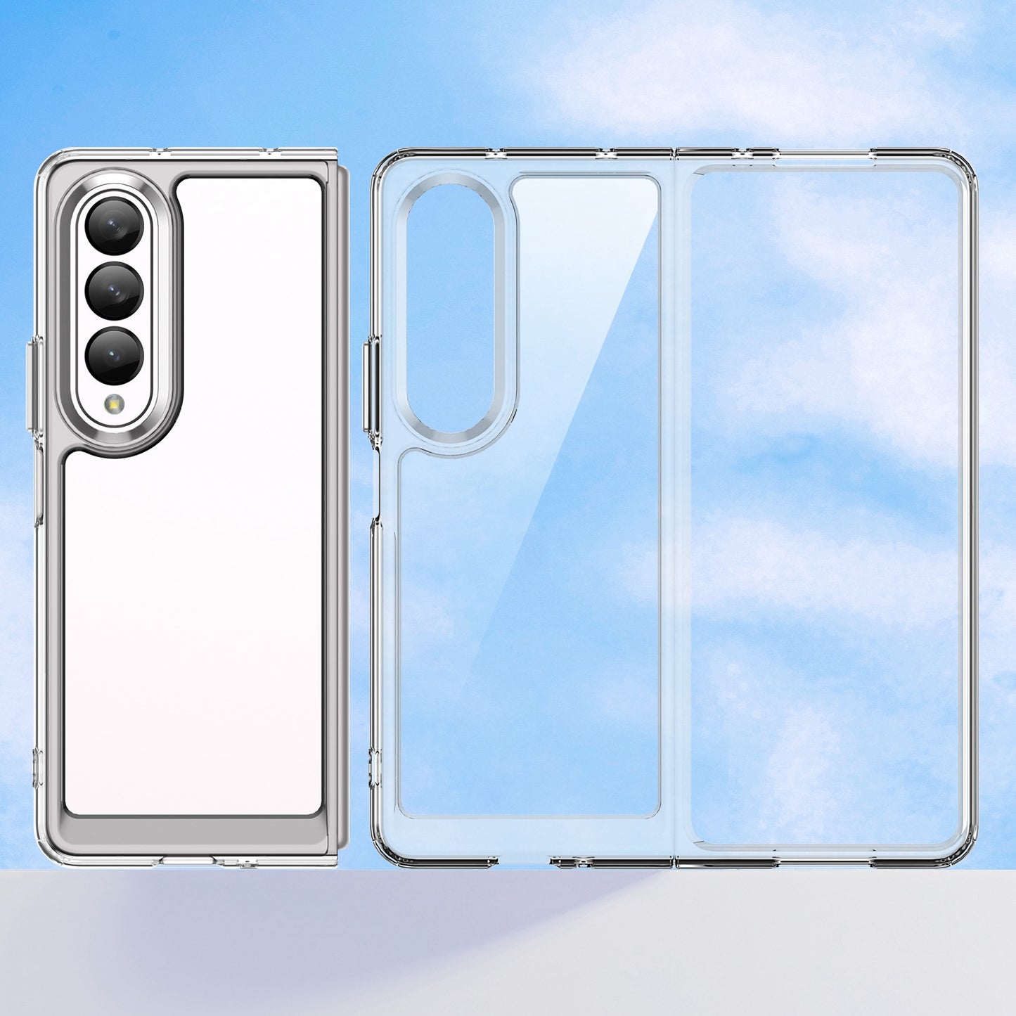 Clear Phone Case for Samsung Galaxy Z Fold4 5G, TPU Frame Acrylic Back Cover Brushed Anti-fingerprint Protector with Independent Buttons