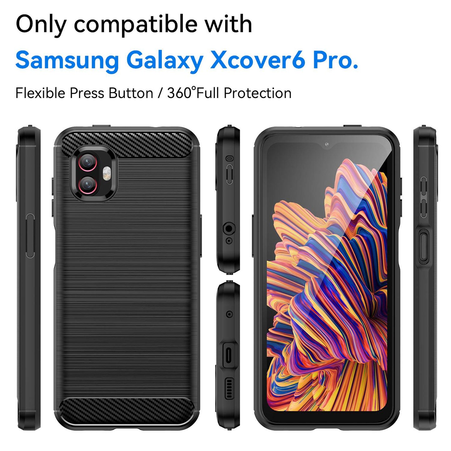 For Samsung Galaxy Xcover6 Pro 5G/Xcover Pro 2 5G Anti-drop TPU Phone Case Carbon Fiber Texture Brushed Surface Wear-resistant Cover