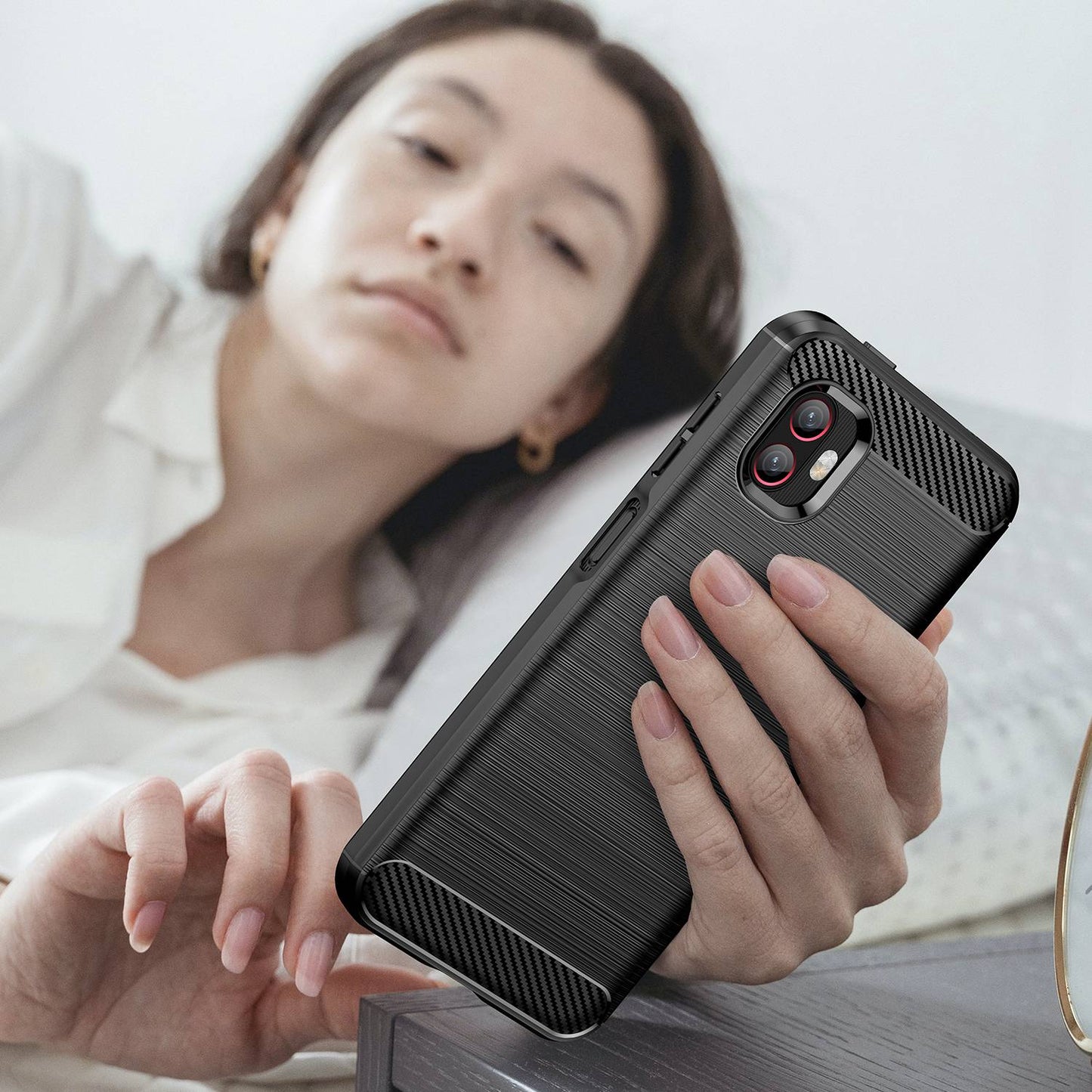 For Samsung Galaxy Xcover6 Pro 5G/Xcover Pro 2 5G Anti-drop TPU Phone Case Carbon Fiber Texture Brushed Surface Wear-resistant Cover