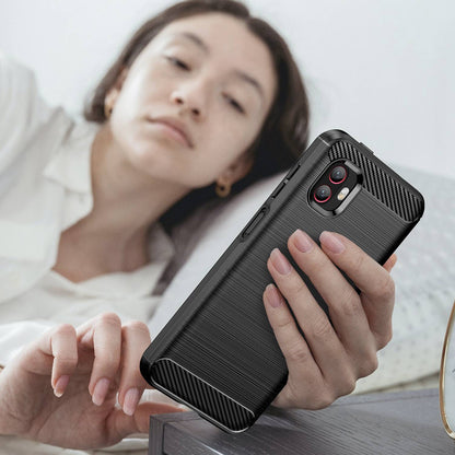 For Samsung Galaxy Xcover6 Pro 5G/Xcover Pro 2 5G Anti-drop TPU Phone Case Carbon Fiber Texture Brushed Surface Wear-resistant Cover