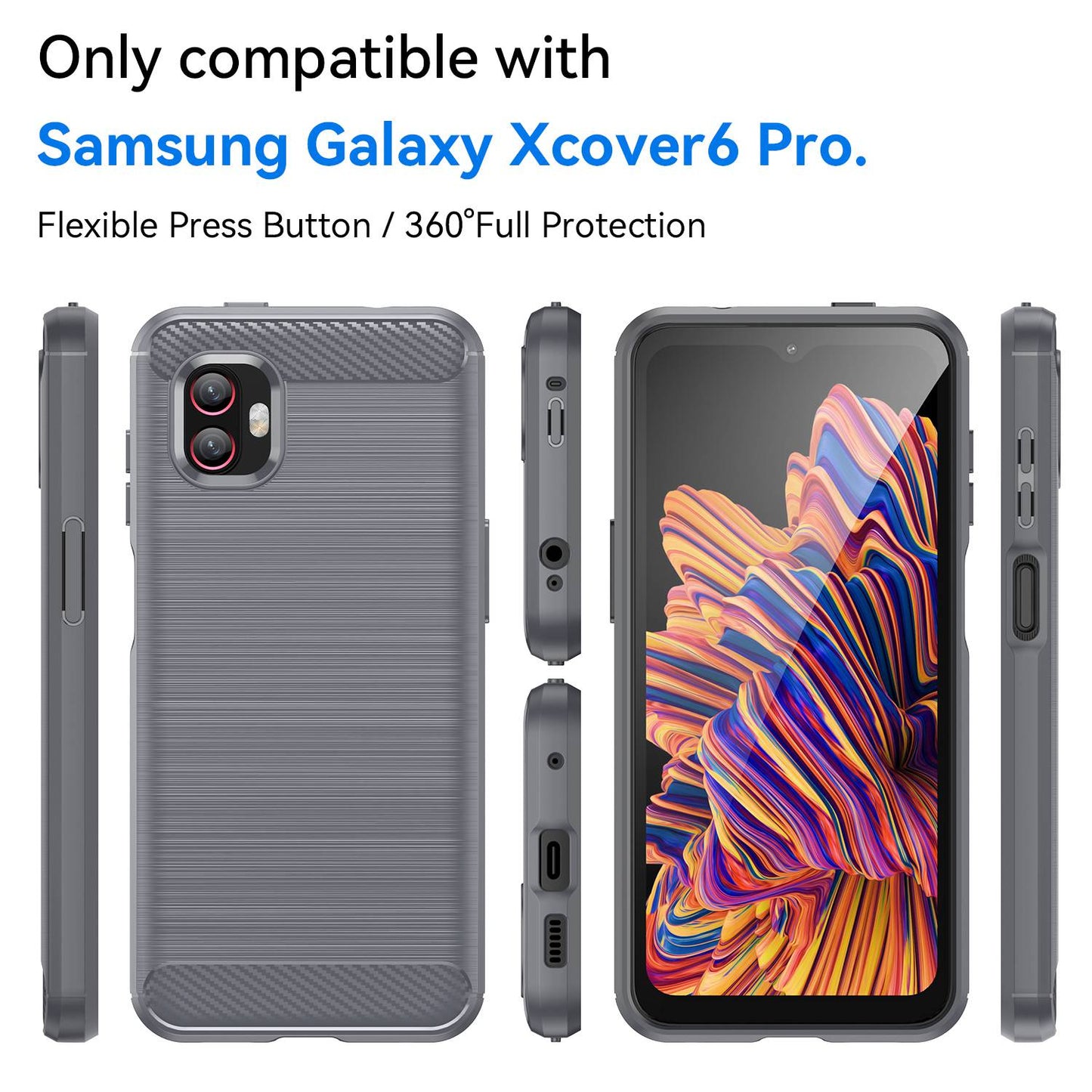 For Samsung Galaxy Xcover6 Pro 5G/Xcover Pro 2 5G Anti-drop TPU Phone Case Carbon Fiber Texture Brushed Surface Wear-resistant Cover
