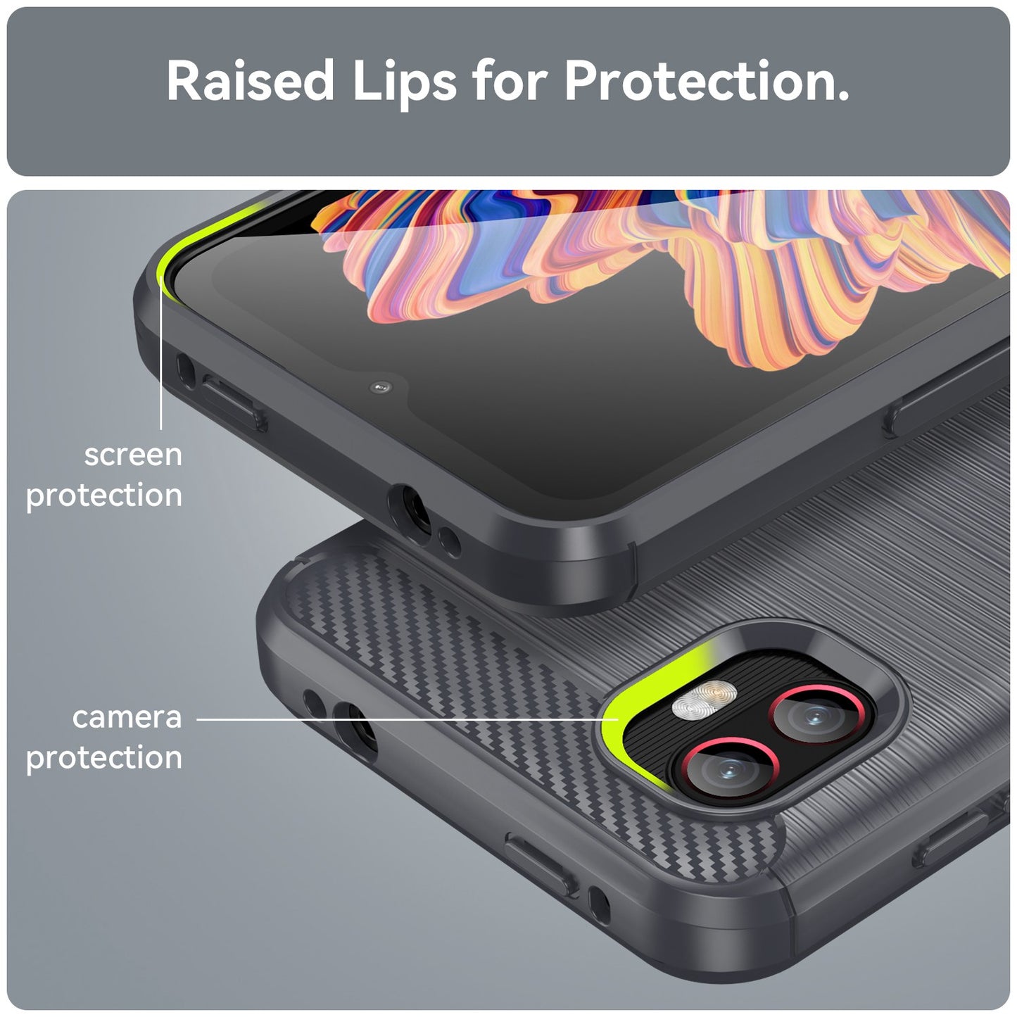 For Samsung Galaxy Xcover6 Pro 5G/Xcover Pro 2 5G Anti-drop TPU Phone Case Carbon Fiber Texture Brushed Surface Wear-resistant Cover