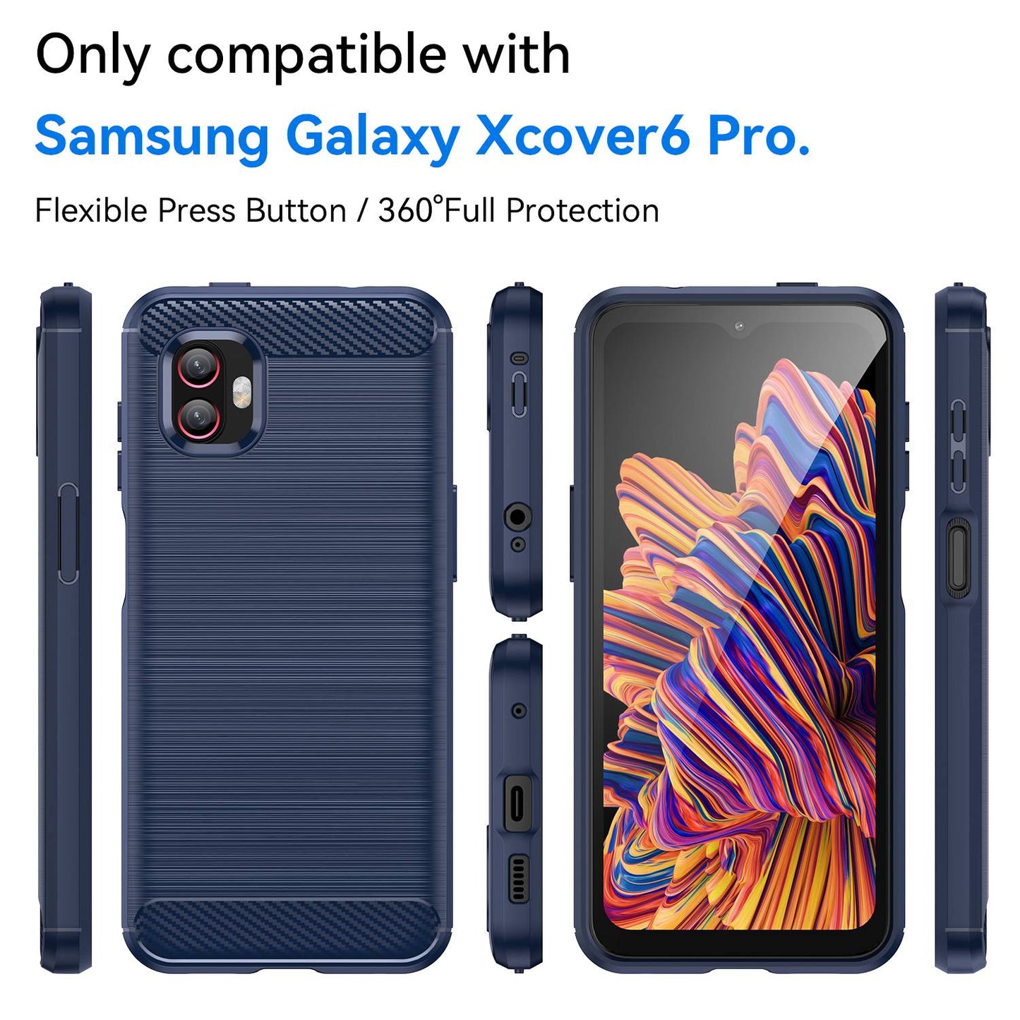 For Samsung Galaxy Xcover6 Pro 5G/Xcover Pro 2 5G Anti-drop TPU Phone Case Carbon Fiber Texture Brushed Surface Wear-resistant Cover
