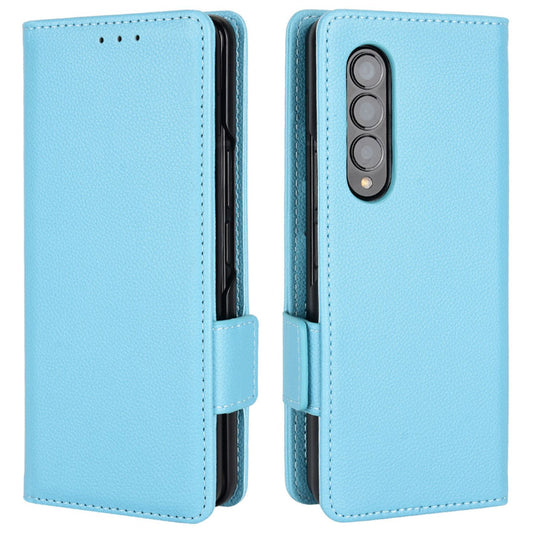For Samsung Galaxy Z Fold3 5G Side Magnetic Clasp Litchi Texture PU Leather Phone Case Stand Wallet Folio Flip Cover