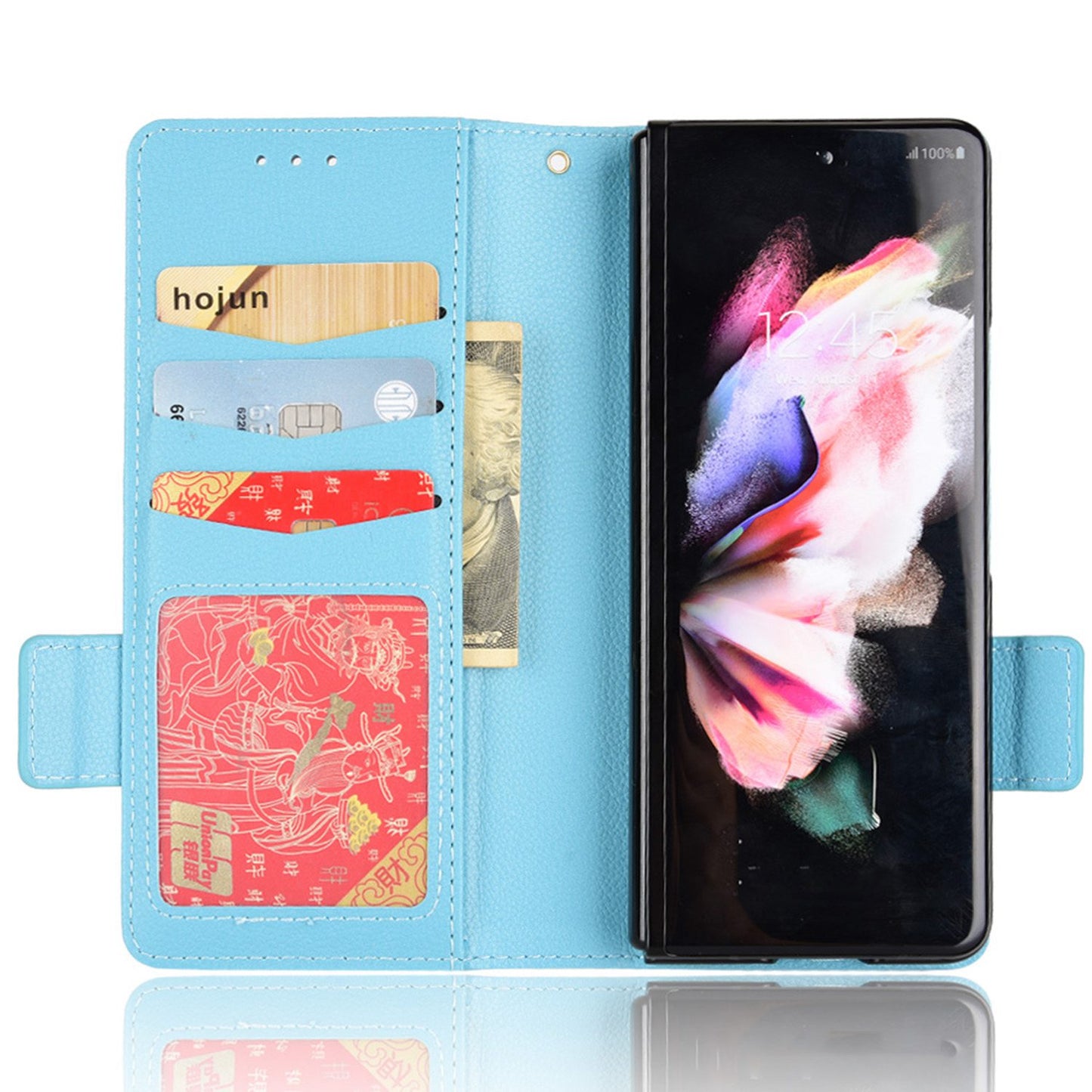 For Samsung Galaxy Z Fold3 5G Side Magnetic Clasp Litchi Texture PU Leather Phone Case Stand Wallet Folio Flip Cover