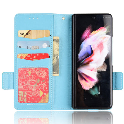 For Samsung Galaxy Z Fold3 5G Side Magnetic Clasp Litchi Texture PU Leather Phone Case Stand Wallet Folio Flip Cover