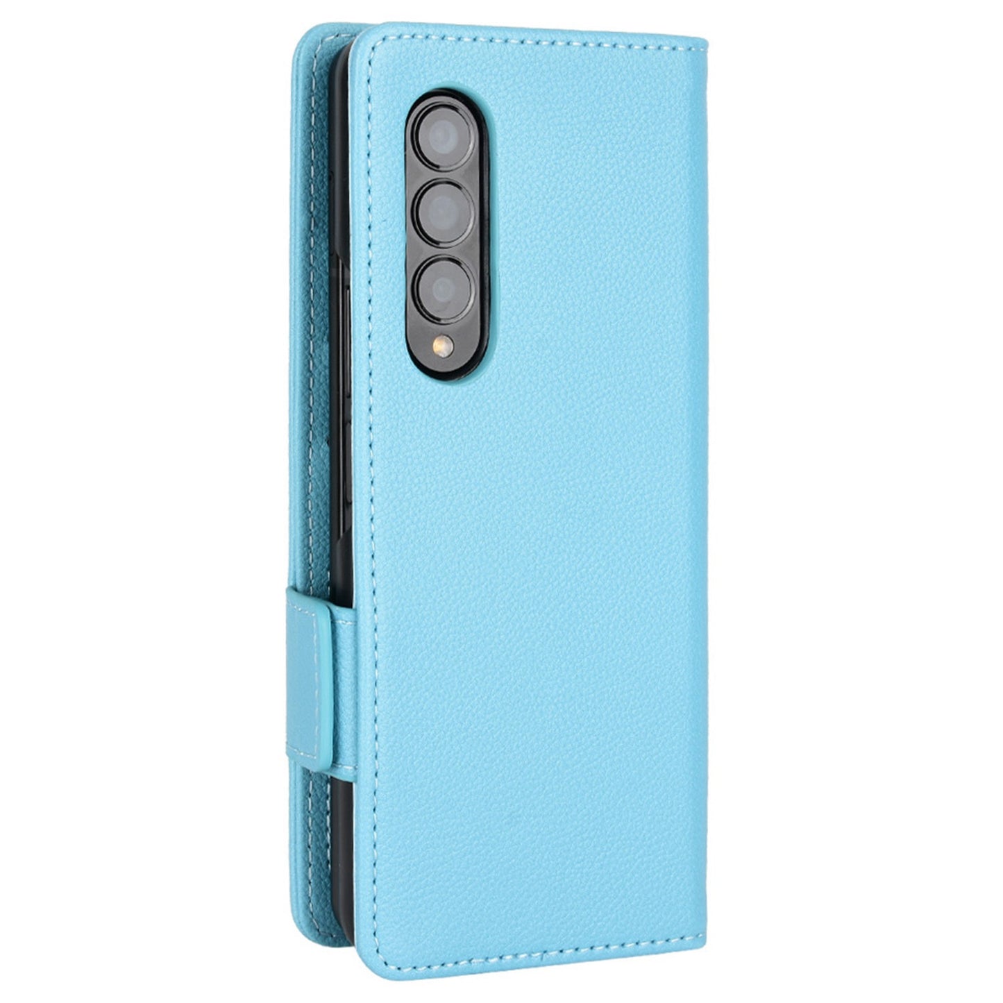 For Samsung Galaxy Z Fold3 5G Side Magnetic Clasp Litchi Texture PU Leather Phone Case Stand Wallet Folio Flip Cover