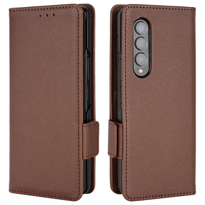 For Samsung Galaxy Z Fold3 5G Side Magnetic Clasp Litchi Texture PU Leather Phone Case Stand Wallet Folio Flip Cover