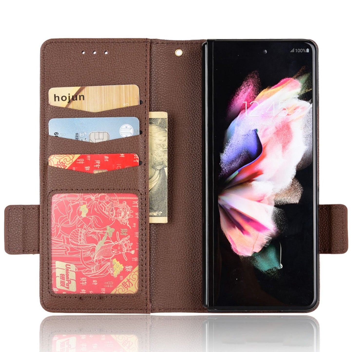 For Samsung Galaxy Z Fold3 5G Side Magnetic Clasp Litchi Texture PU Leather Phone Case Stand Wallet Folio Flip Cover