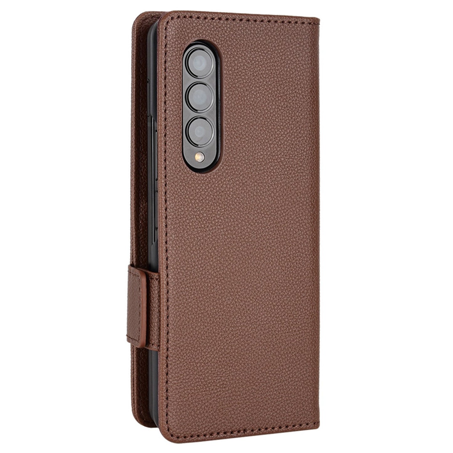 For Samsung Galaxy Z Fold3 5G Side Magnetic Clasp Litchi Texture PU Leather Phone Case Stand Wallet Folio Flip Cover