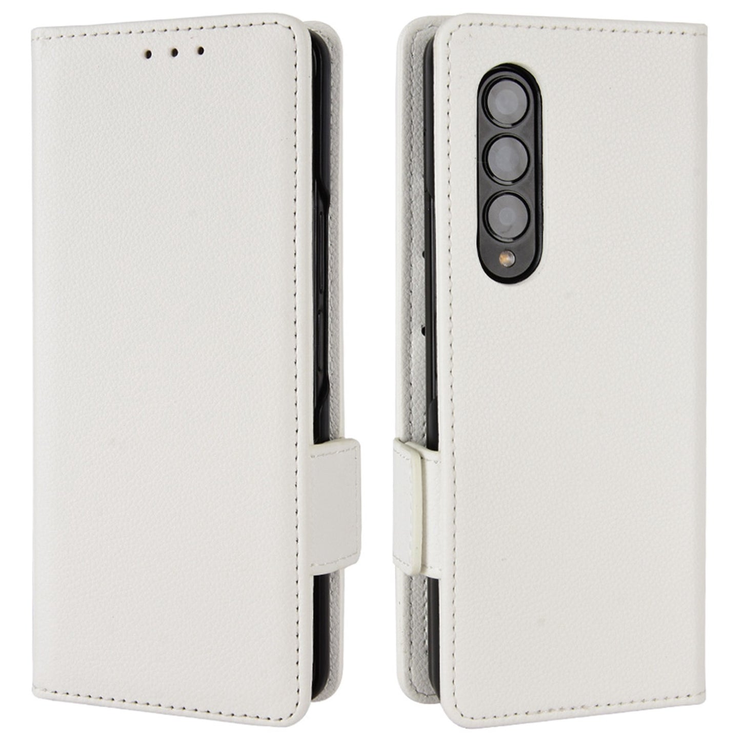 For Samsung Galaxy Z Fold3 5G Side Magnetic Clasp Litchi Texture PU Leather Phone Case Stand Wallet Folio Flip Cover