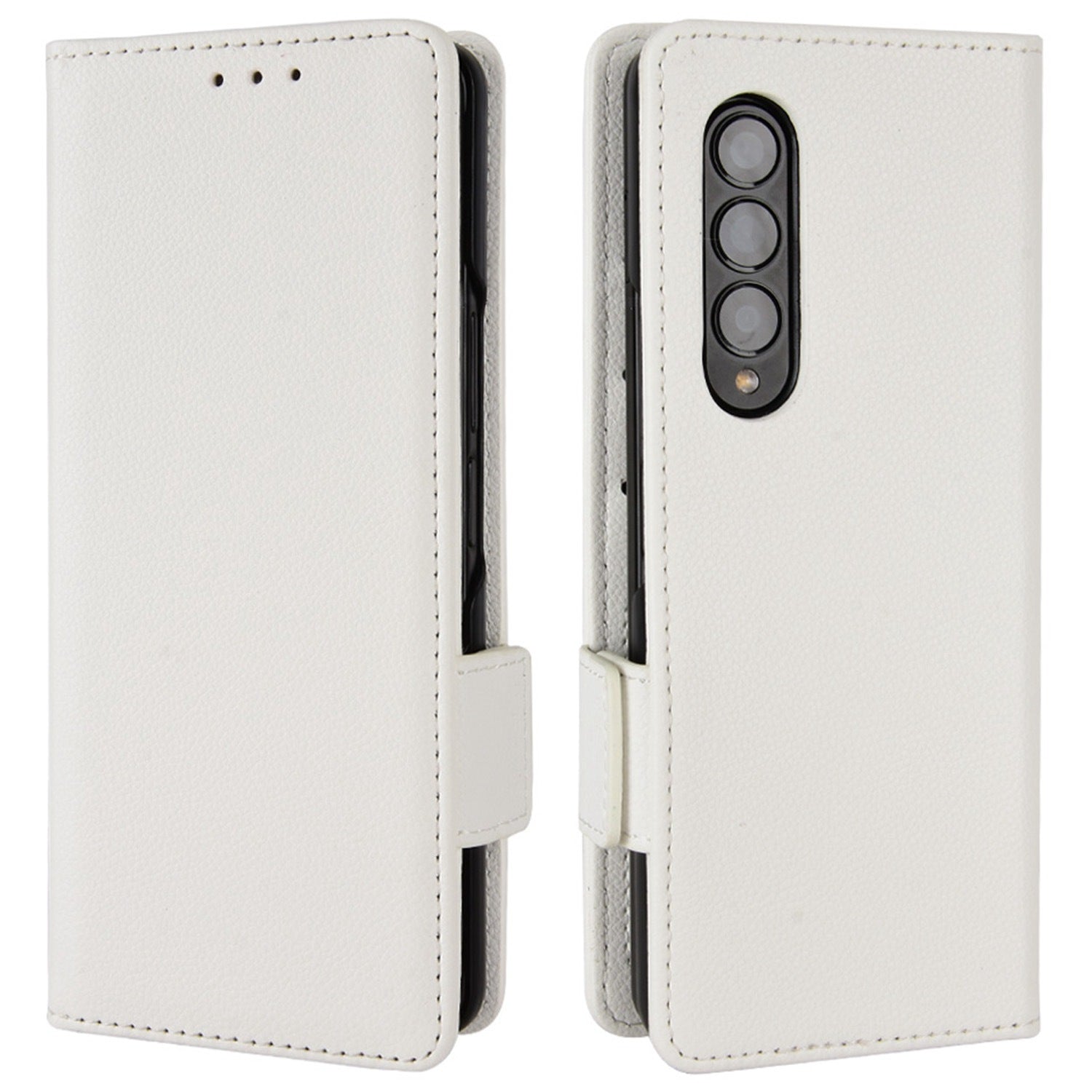 For Samsung Galaxy Z Fold3 5G Side Magnetic Clasp Litchi Texture PU Leather Phone Case Stand Wallet Folio Flip Cover