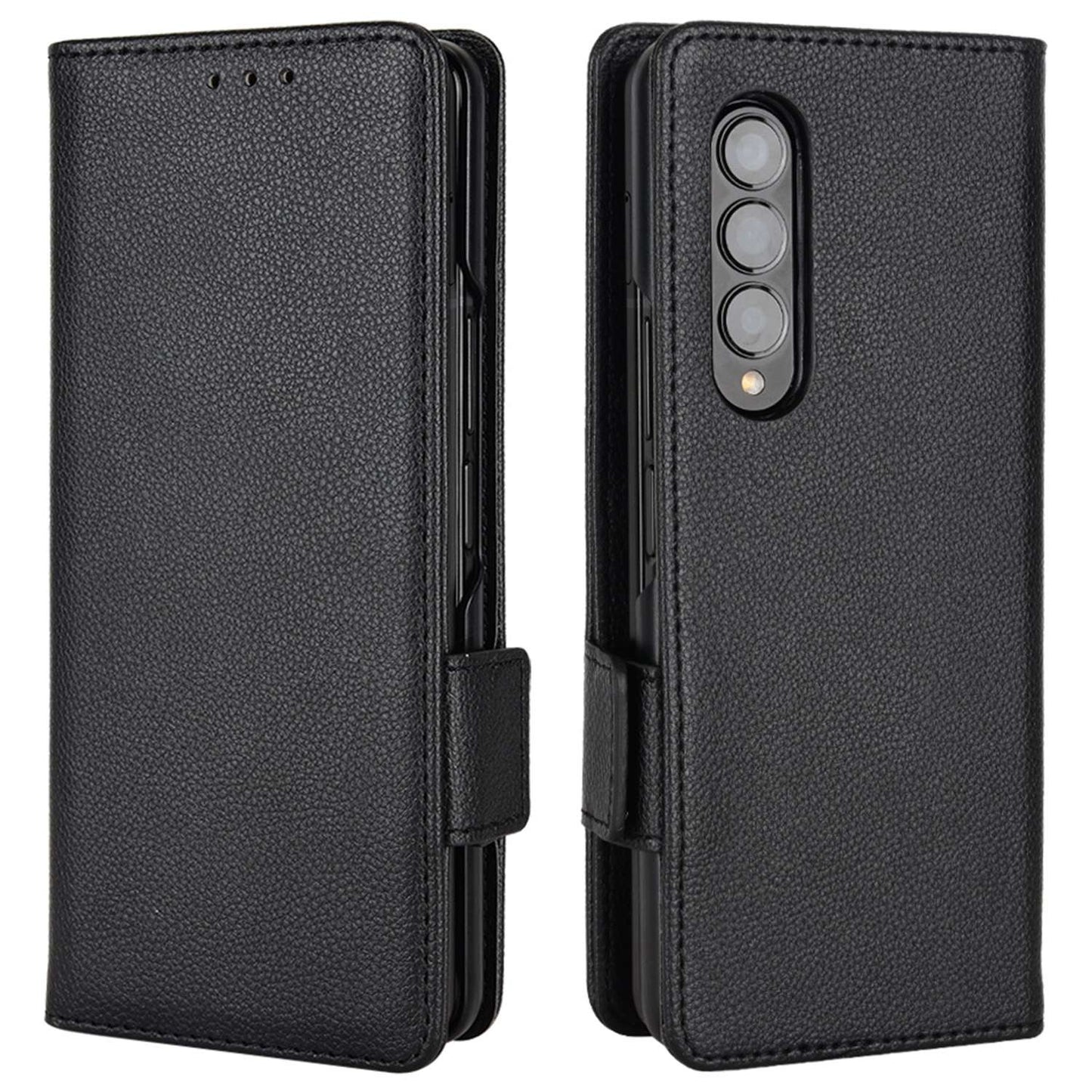 For Samsung Galaxy Z Fold3 5G Side Magnetic Clasp Litchi Texture PU Leather Phone Case Stand Wallet Folio Flip Cover