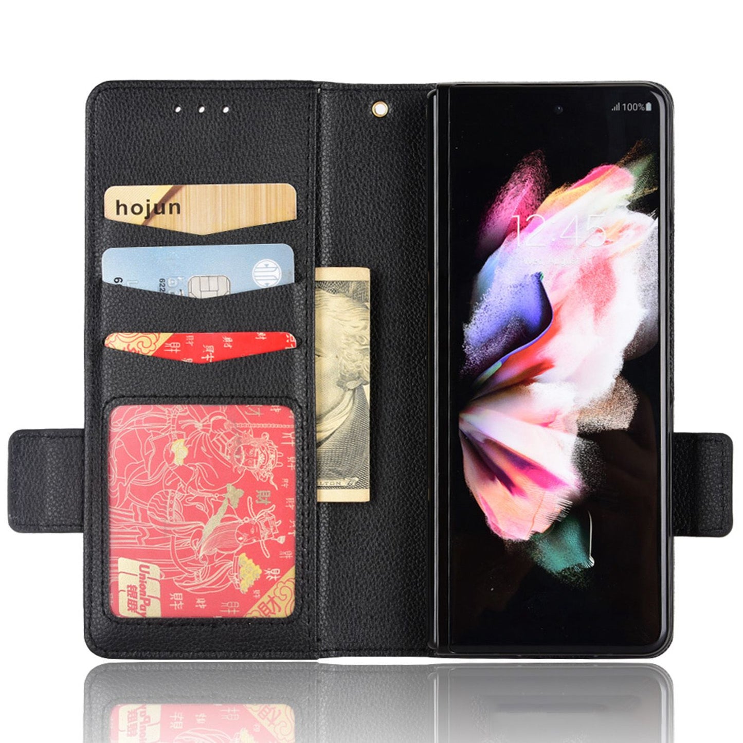 For Samsung Galaxy Z Fold3 5G Side Magnetic Clasp Litchi Texture PU Leather Phone Case Stand Wallet Folio Flip Cover