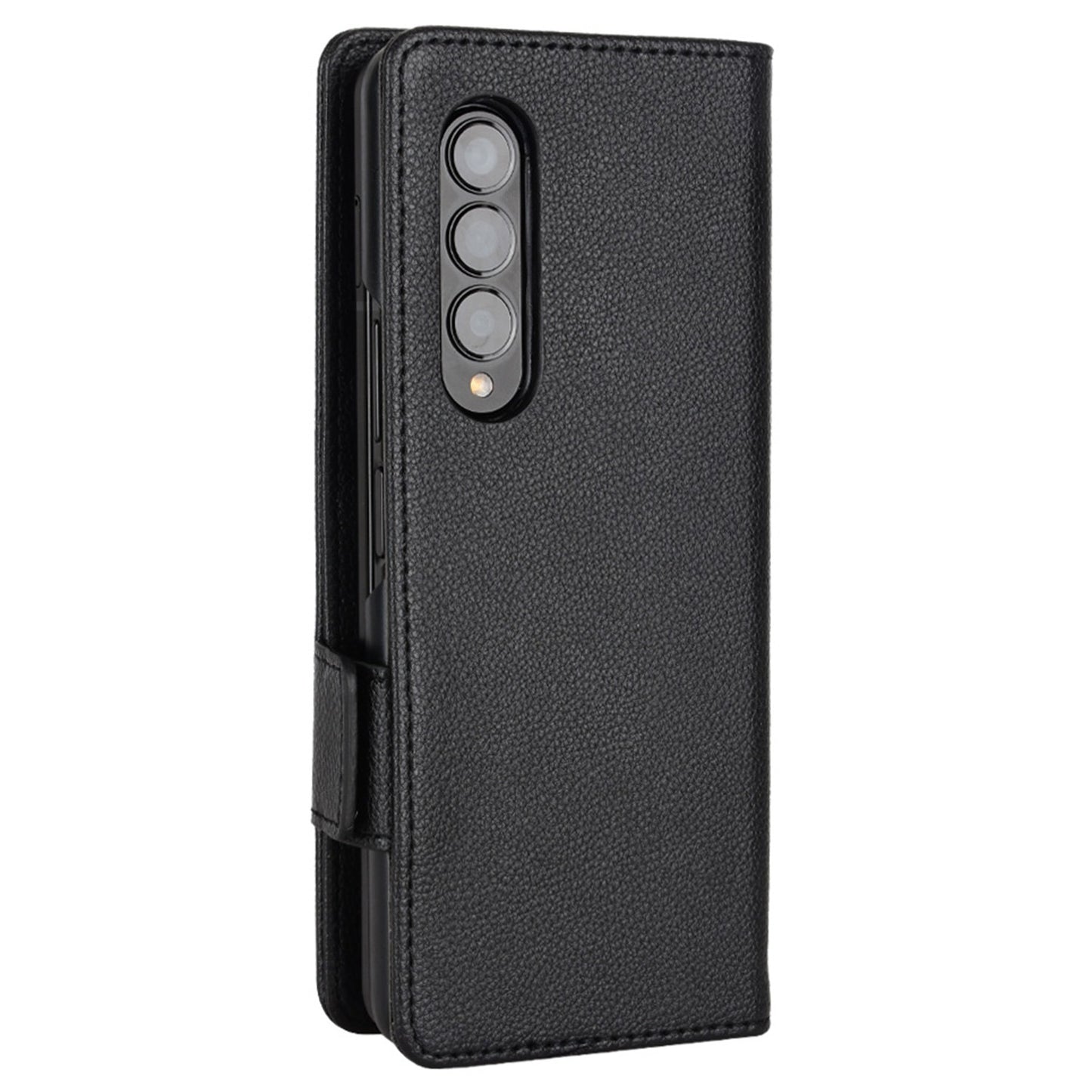 For Samsung Galaxy Z Fold3 5G Side Magnetic Clasp Litchi Texture PU Leather Phone Case Stand Wallet Folio Flip Cover