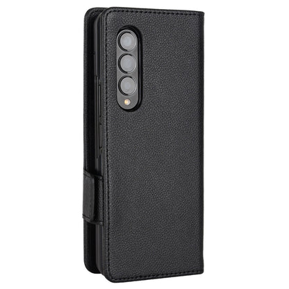 For Samsung Galaxy Z Fold3 5G Side Magnetic Clasp Litchi Texture PU Leather Phone Case Stand Wallet Folio Flip Cover