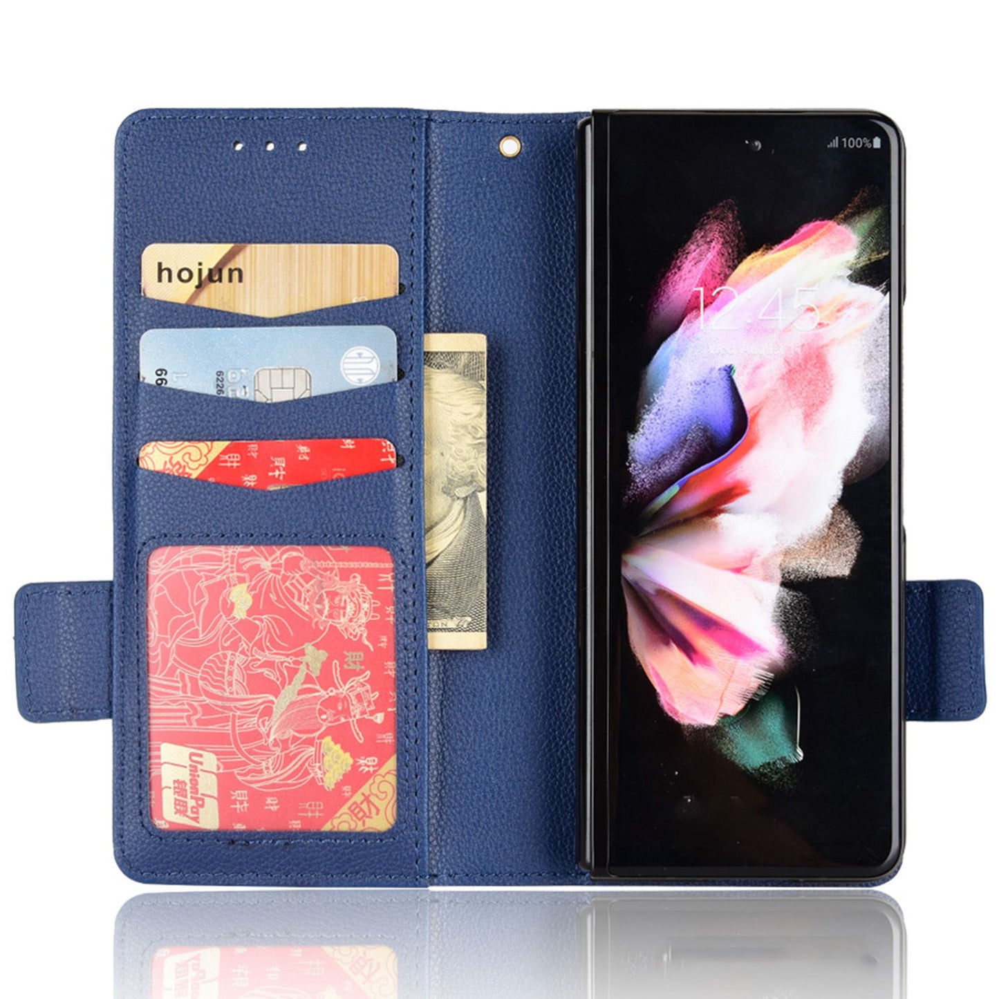 For Samsung Galaxy Z Fold3 5G Side Magnetic Clasp Litchi Texture PU Leather Phone Case Stand Wallet Folio Flip Cover