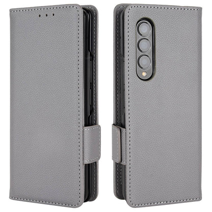 For Samsung Galaxy Z Fold3 5G Side Magnetic Clasp Litchi Texture PU Leather Phone Case Stand Wallet Folio Flip Cover