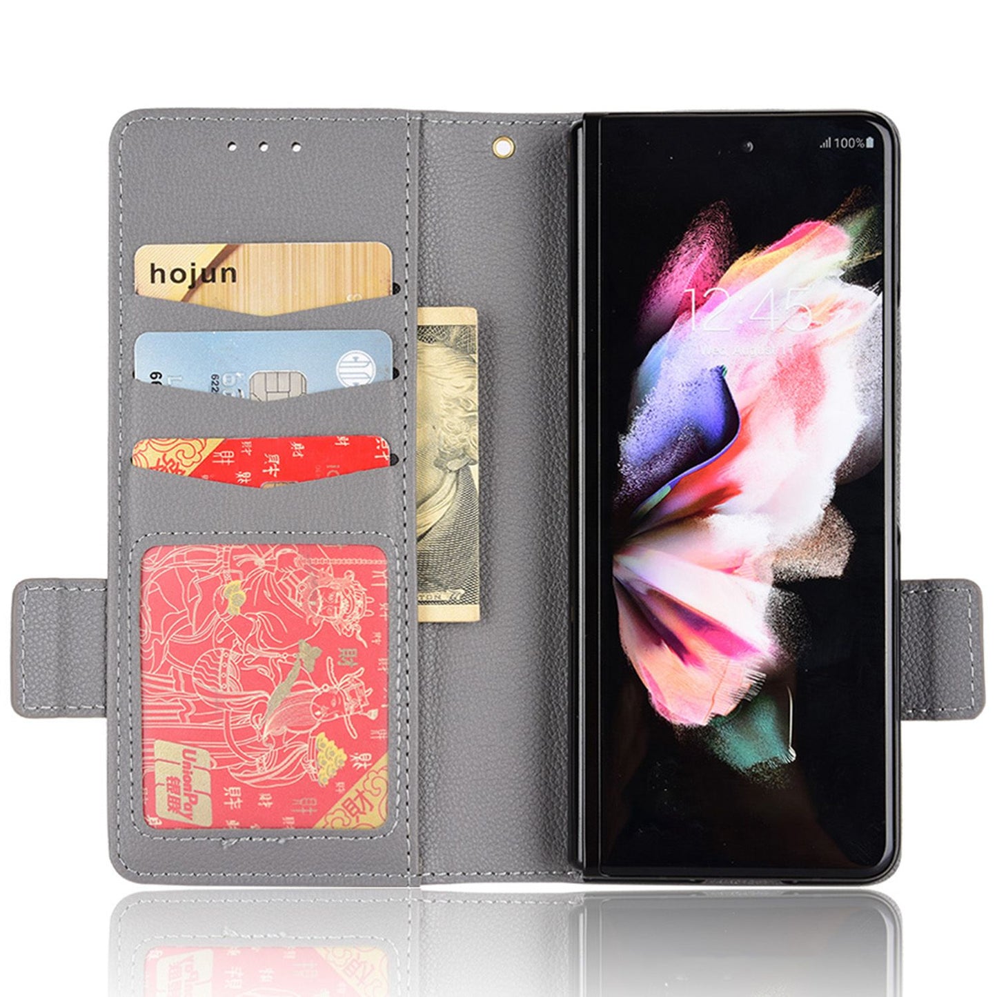 For Samsung Galaxy Z Fold3 5G Side Magnetic Clasp Litchi Texture PU Leather Phone Case Stand Wallet Folio Flip Cover