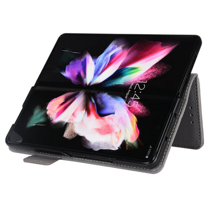 For Samsung Galaxy Z Fold3 5G Side Magnetic Clasp Litchi Texture PU Leather Phone Case Stand Wallet Folio Flip Cover
