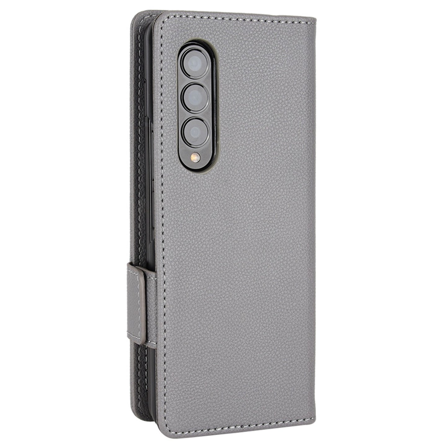 For Samsung Galaxy Z Fold3 5G Side Magnetic Clasp Litchi Texture PU Leather Phone Case Stand Wallet Folio Flip Cover