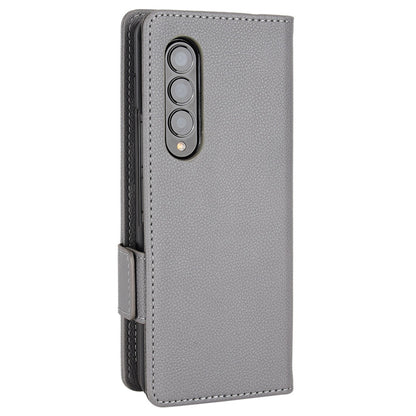 For Samsung Galaxy Z Fold3 5G Side Magnetic Clasp Litchi Texture PU Leather Phone Case Stand Wallet Folio Flip Cover