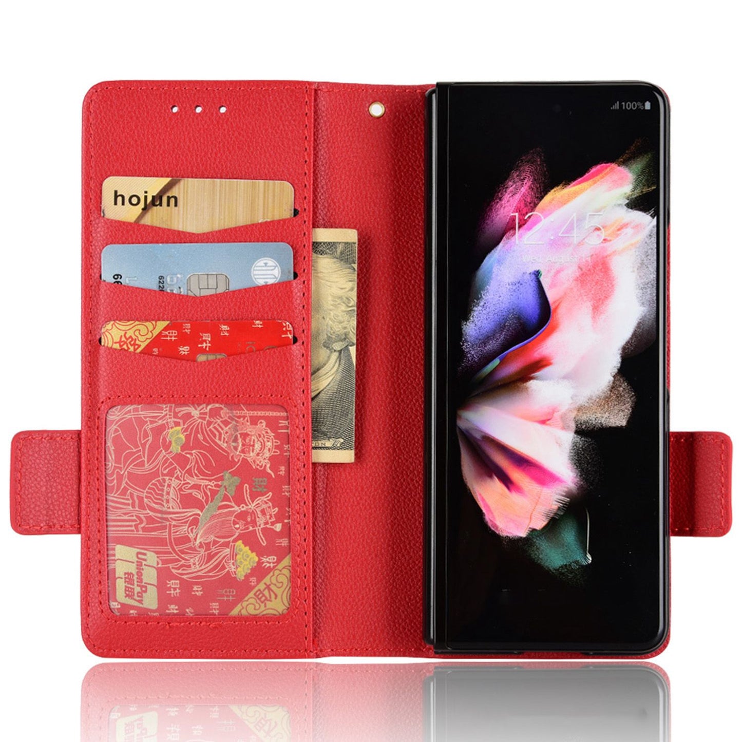 For Samsung Galaxy Z Fold3 5G Side Magnetic Clasp Litchi Texture PU Leather Phone Case Stand Wallet Folio Flip Cover