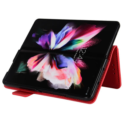 For Samsung Galaxy Z Fold3 5G Side Magnetic Clasp Litchi Texture PU Leather Phone Case Stand Wallet Folio Flip Cover