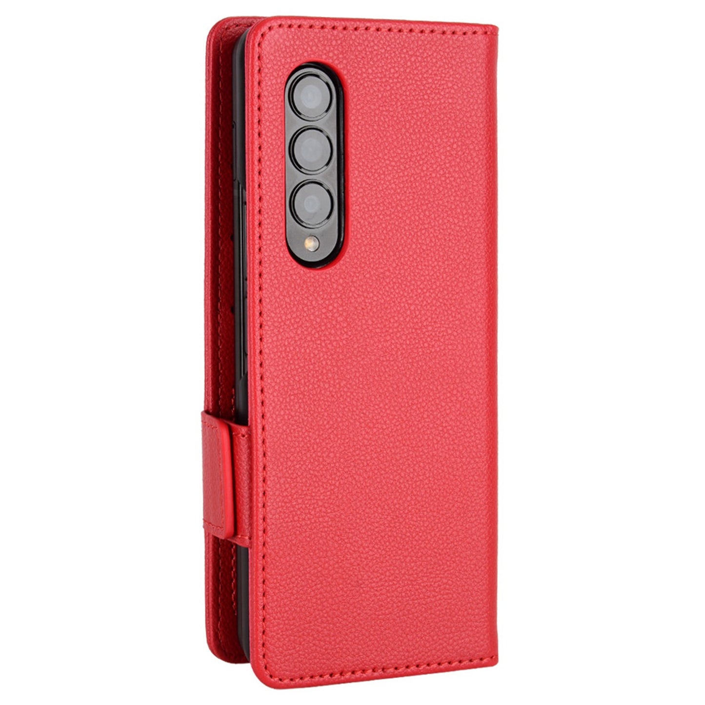 For Samsung Galaxy Z Fold3 5G Side Magnetic Clasp Litchi Texture PU Leather Phone Case Stand Wallet Folio Flip Cover