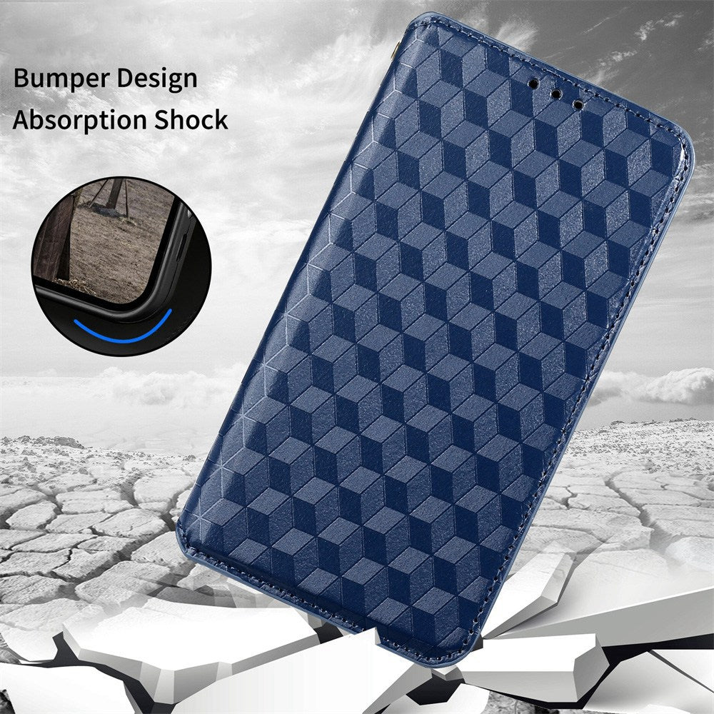 For Samsung Galaxy Z Fold3 5G Imprinting Rhombus Pattern Stand Wallet Leather Case Anti-drop Phone Cover