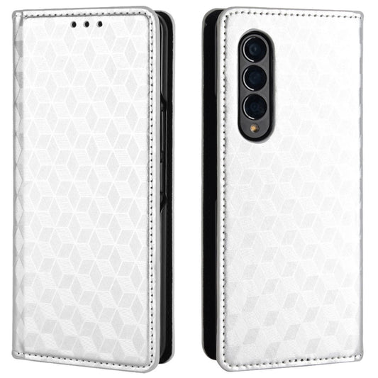 For Samsung Galaxy Z Fold3 5G Imprinting Rhombus Pattern Stand Wallet Leather Case Anti-drop Phone Cover