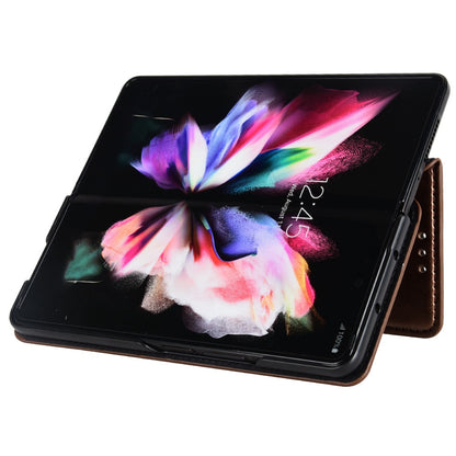 For Samsung Galaxy Z Fold3 5G Imprinting Rhombus Pattern Stand Wallet Leather Case Anti-drop Phone Cover
