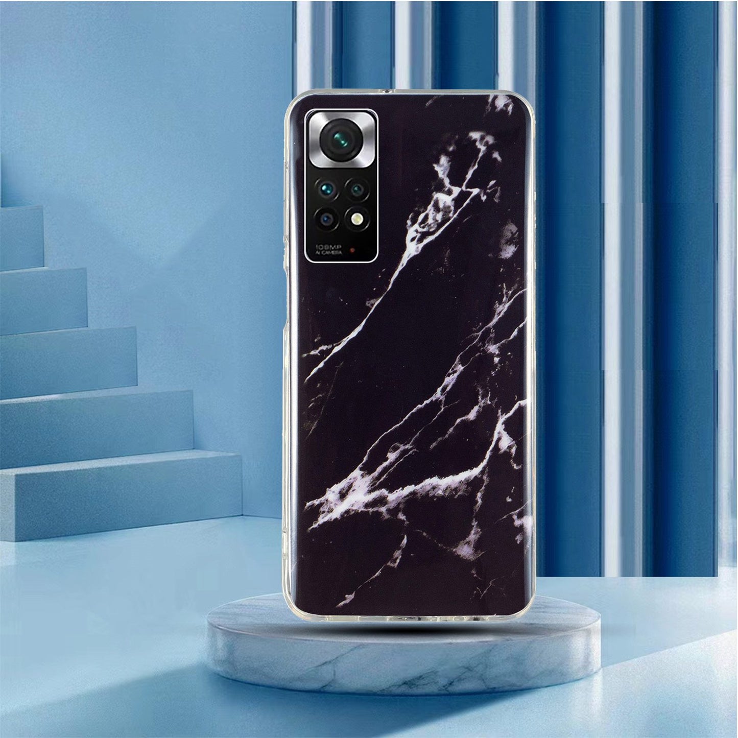 For Xiaomi Redmi Note 11 4G (Qualcomm)/Note 11S 4G IMD Marble Pattern Mobile Phone Cover Flexible TPU Drop-proof Case