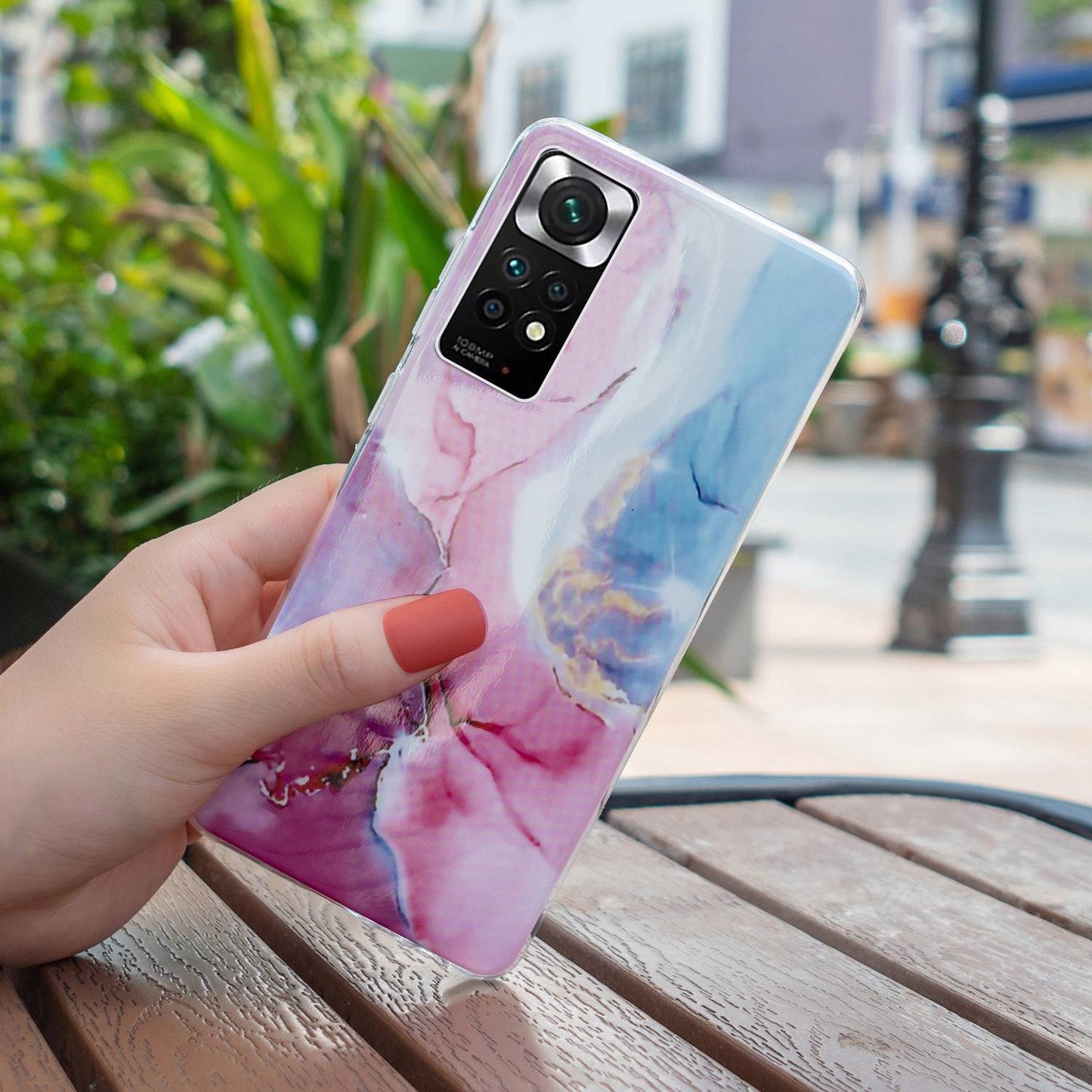 For Xiaomi Redmi Note 11 4G (Qualcomm)/Note 11S 4G IMD Marble Pattern Mobile Phone Cover Flexible TPU Drop-proof Case