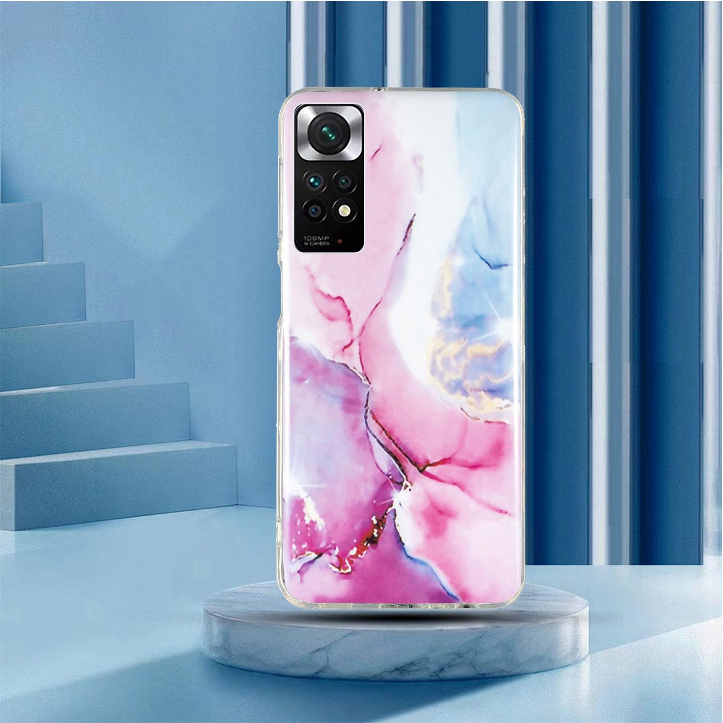For Xiaomi Redmi Note 11 4G (Qualcomm)/Note 11S 4G IMD Marble Pattern Mobile Phone Cover Flexible TPU Drop-proof Case