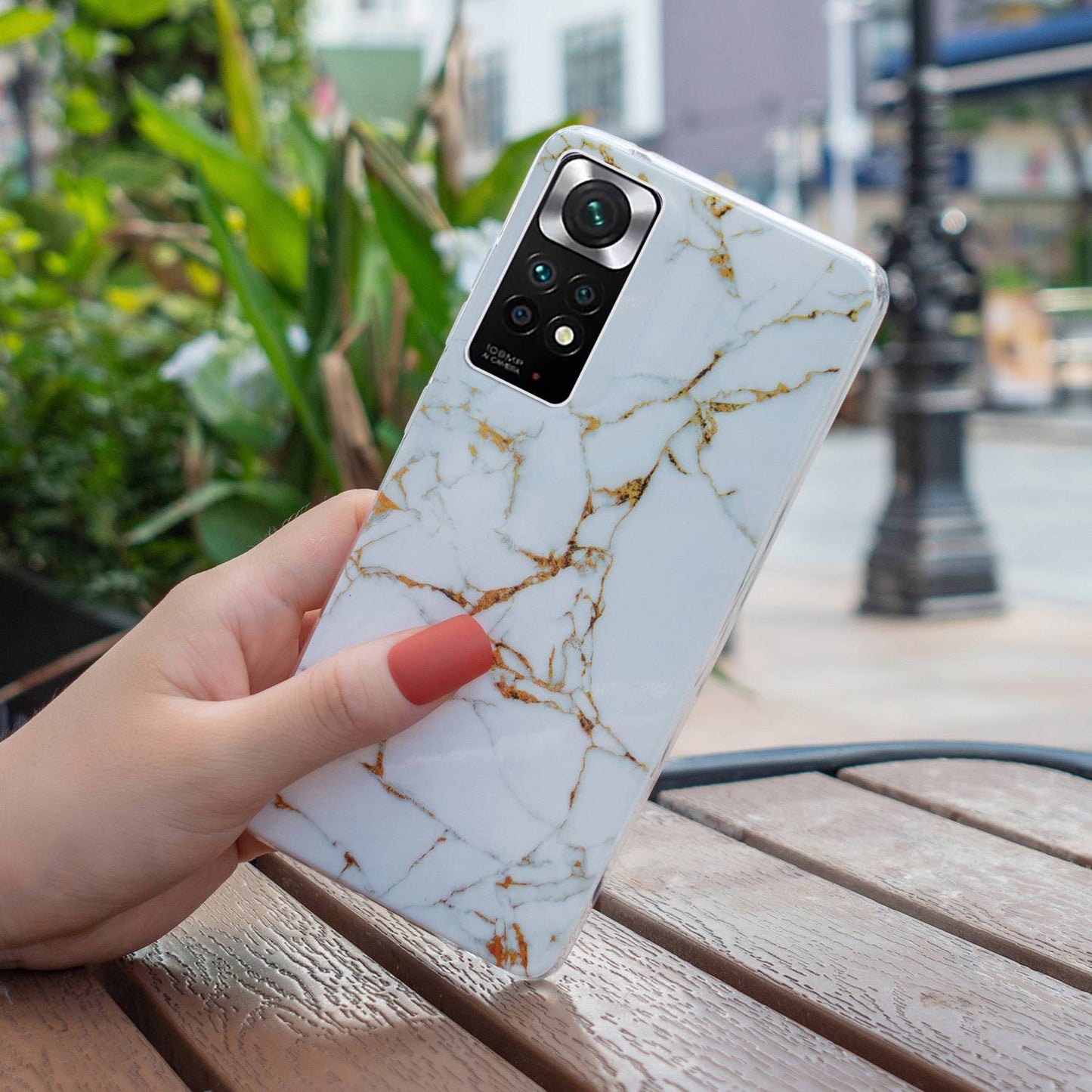 For Xiaomi Redmi Note 11 4G (Qualcomm)/Note 11S 4G IMD Marble Pattern Mobile Phone Cover Flexible TPU Drop-proof Case