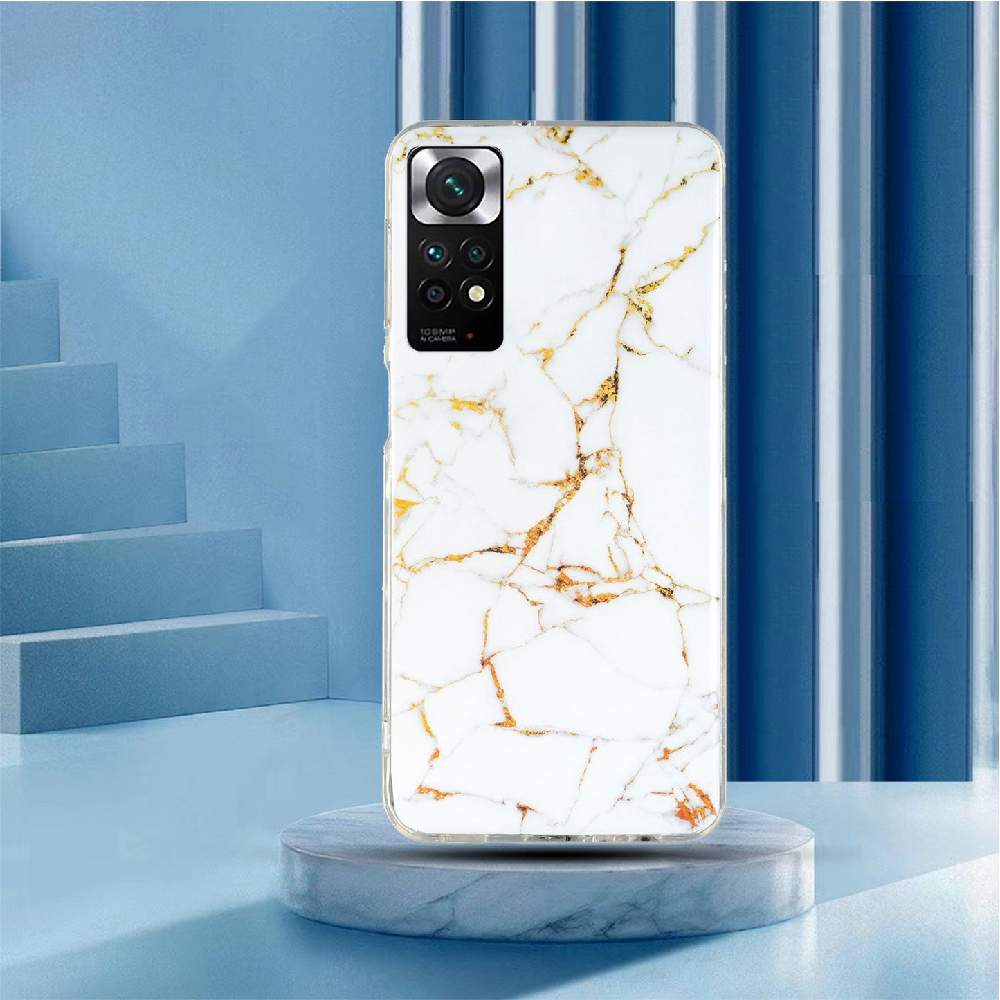 For Xiaomi Redmi Note 11 4G (Qualcomm)/Note 11S 4G IMD Marble Pattern Mobile Phone Cover Flexible TPU Drop-proof Case