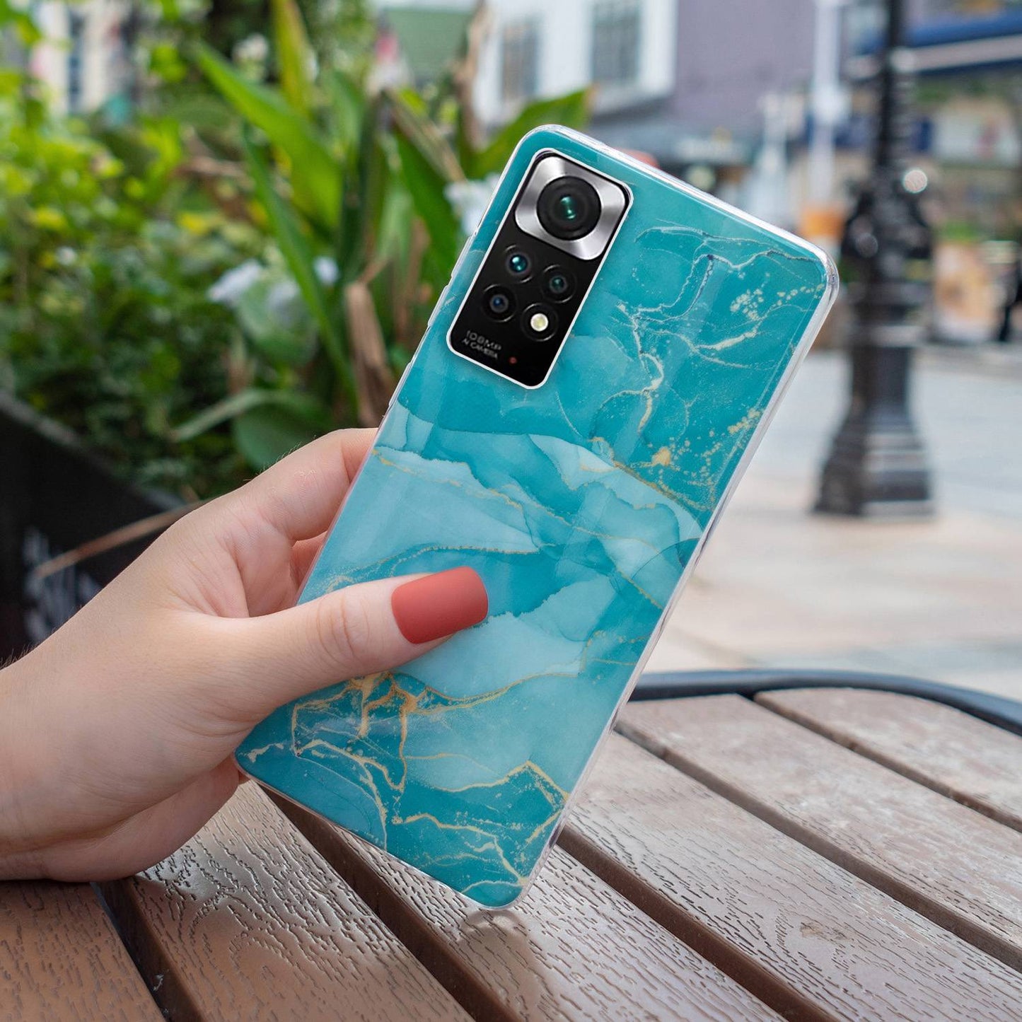 For Xiaomi Redmi Note 11 4G (Qualcomm)/Note 11S 4G IMD Marble Pattern Mobile Phone Cover Flexible TPU Drop-proof Case