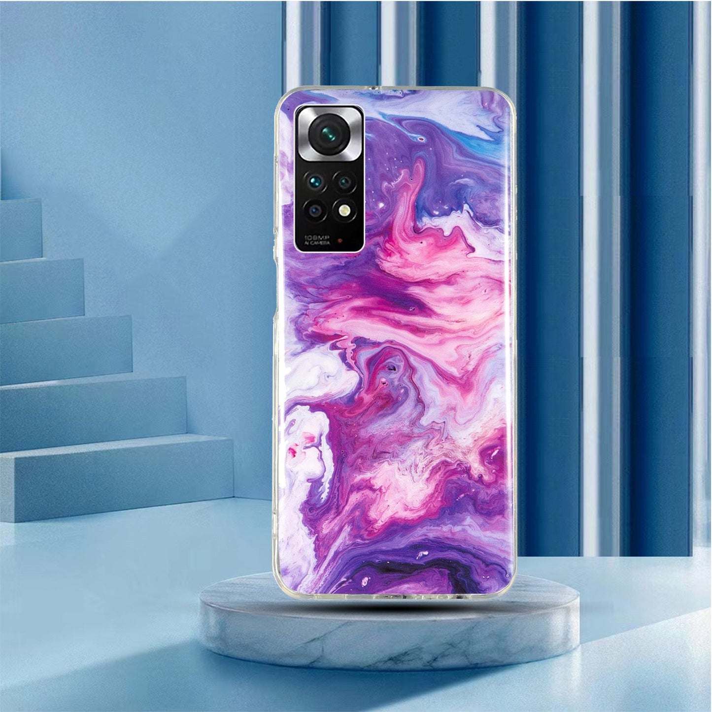 For Xiaomi Redmi Note 11 4G (Qualcomm)/Note 11S 4G IMD Marble Pattern Mobile Phone Cover Flexible TPU Drop-proof Case